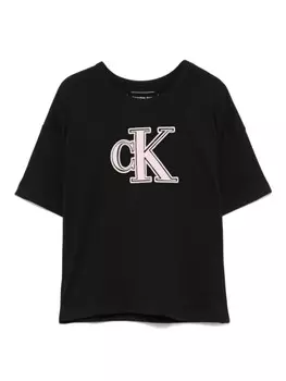 Calvin Klein Kids футболка с вышитым логотипом, черный