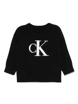 Calvin Klein Kids свитер с жаккардовой монограммой, черный