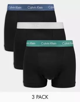 Calvin Klein Набор из трех эксклюзивных черных трусов-боксеров с контрастными поясами ASOS