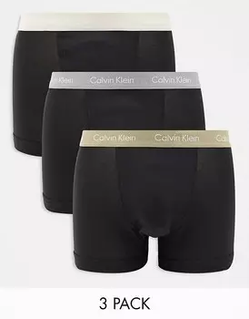 Calvin Klein Набор из трех эксклюзивных черных трусов-боксеров с контрастными поясами ASOS