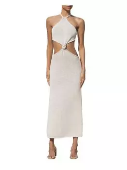 Cameron Женское Длинное Платье Макси с Бретелькой через шею Cult Gaia, кремовый
