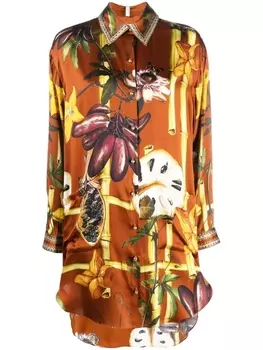 Camilla длинная рубашка с абстрактным принтом, коричневый