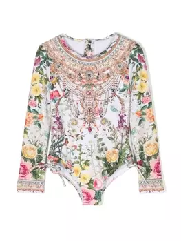 Camilla Kids купальник с принтом Renaissance Romance, зеленый