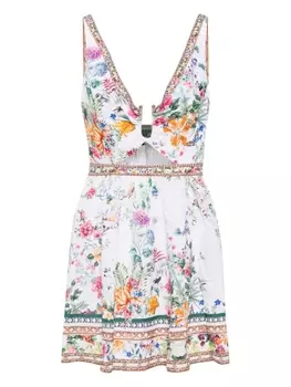 Camilla льняное платье мини с цветочным принтом, белый