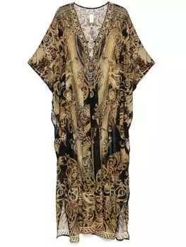 Camilla платье макси с графичным принтом, нейтральный цвет