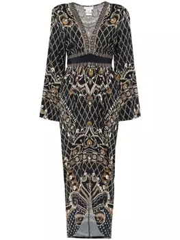 Camilla платье миди с V-образным вырезом и сборками, синий