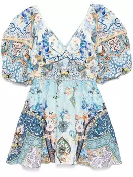 Camilla платье мини с объемными рукавами, синий