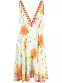 Camilla платье с V-образным вырезом и цветочным принтом, зеленый