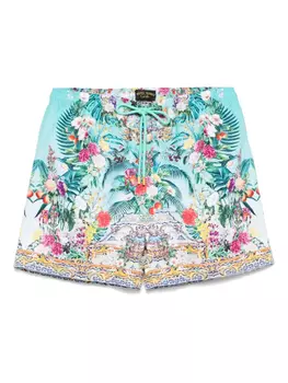 Camilla плавки-шорты с принтом Garden of Queluz, зеленый