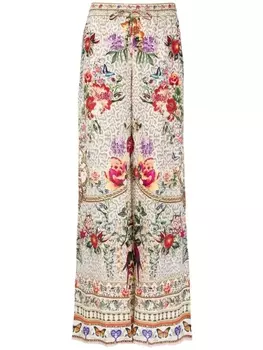 Camilla расклешенные брюки с цветочным принтом, красный