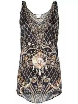 Camilla сетчатый топ со стразами, синий