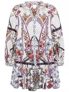 Camilla шелковое платье мини My Folk Art Heart, белый