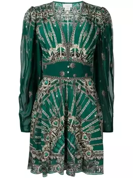 Camilla шелковое платье мини с графичным принтом, разноцветный