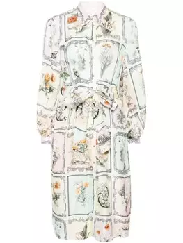 Camilla шелковое платье-рубашка с графичным принтом, нейтральный цвет