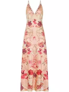 Camilla шелковое платье с принтом Blossoms & Brushstrokes, розовый