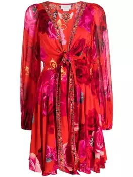 Camilla шелковое платье с запахом и цветочным принтом, разноцветный