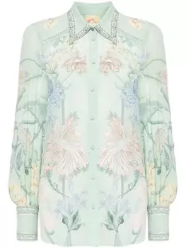 Camilla шифоновая блузка с цветочным принтом, зеленый