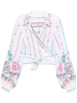 Camilla укороченная рубашка с запахом, белый