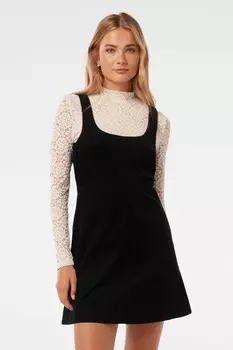 Camille 2 в 1 вельветовое мини платье из 100% хлопка Forever New, черный