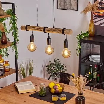 »Campagnazza« современный подвесной светильник из металла/дерева черного/натурального цвета. hofstein