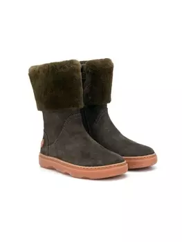Camper сапоги с меховой отделкой, зеленый