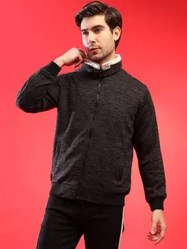 Campus Sutra Мужские стильные однотонные зимние повседневные куртки, черный