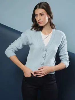 Campus Sutra Женские однотонные стильные повседневные свитера, синий