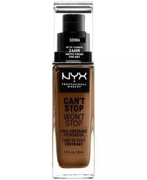 Can’t Stop Won’t Stop Full Coverage Foundation, 1 унция Nyx Professional Makeup, цвет 17.5 Sienna (medium deep/neutral undertone)
