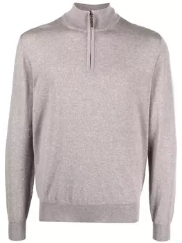 Canali джемпер из шерсти мериноса с молнией, коричневый
