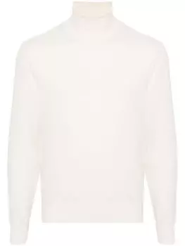 Canali джемпер из шерсти мериноса с высоким воротником, белый