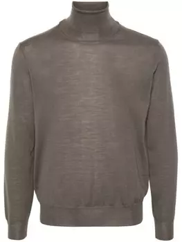 Canali джемпер из шерсти мериноса с высоким воротником, зеленый