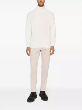 Canali джемпер с высоким воротником и нашивкой, нейтральный цвет