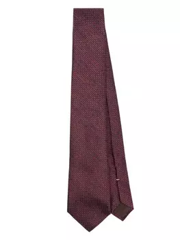 Canali галстук из жаккардового шелка с узором, красный