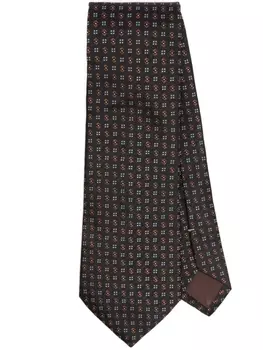 Canali галстук с геометричным узором, черный