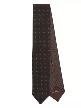 Canali галстук с узорчатым жаккардом, коричневый