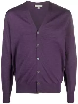 Canali кардиган из шерсти мериноса с V-образным вырезом, фиолетовый