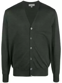 Canali кардиган из шерсти мериноса с V-образным вырезом, зеленый
