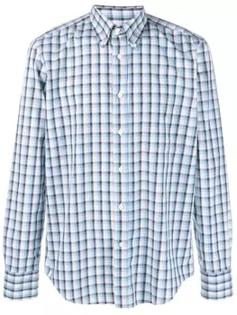 Canali клетчатая рубашка с длинными рукавами, синий