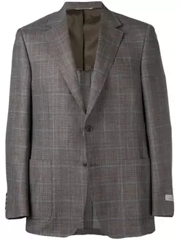Canali клетчатый пиджак с прорезями, серый