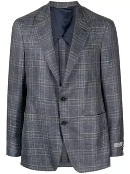 Canali клетчатый пиджак с заостренными лацканами, синий