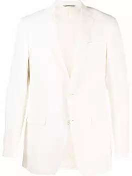 Canali однобортный пиджак из смеси шелка и льна, белый
