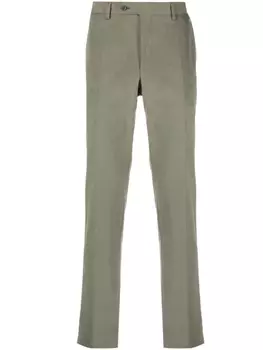 Canali прямые брюки чинос со смещенной застежкой, зеленый