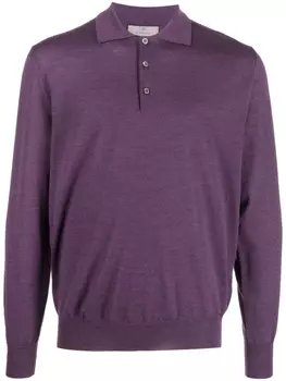 Canali рубашка поло с длинными рукавами, фиолетовый