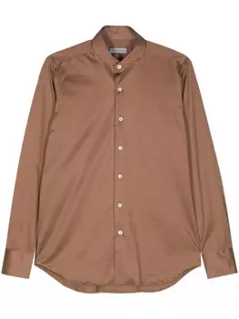 Canali рубашка с декоративной строчкой, коричневый
