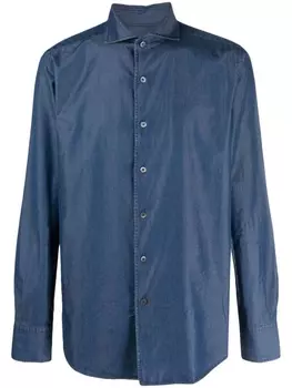 Canali рубашка с косым воротником, синий
