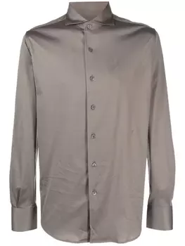 Canali рубашка с отложным воротником, коричневый
