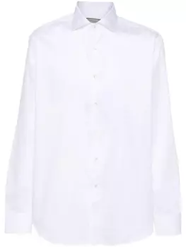 Canali рубашка со срезанным воротником, белый