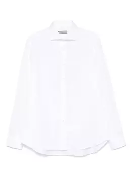 Canali рубашка со срезанным воротником, белый