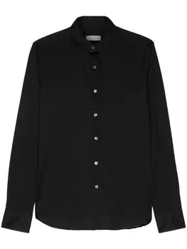 Canali рубашка со срезанным воротником, черный