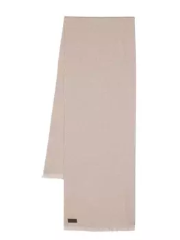 Canali шарф из вирджинской шерсти с нашивкой-логотипом, нейтральный цвет